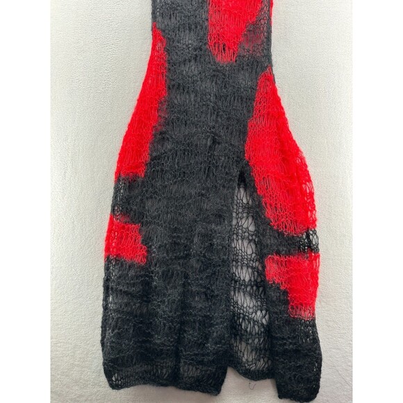 Misbhv Antwerp Dress Size M Black Red Mohair Silk Blend Sheer Open Knit Slit NWT - Picture 7 of 13